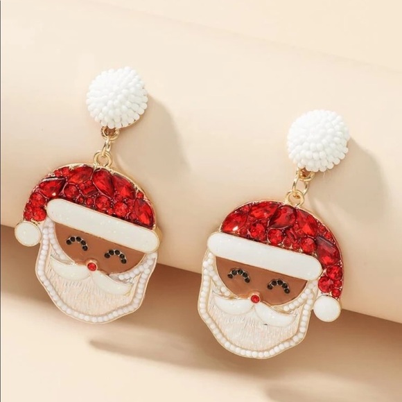 Santa Claus Christmas Holiday Party Dangle Earrings - Picture 3 of 3